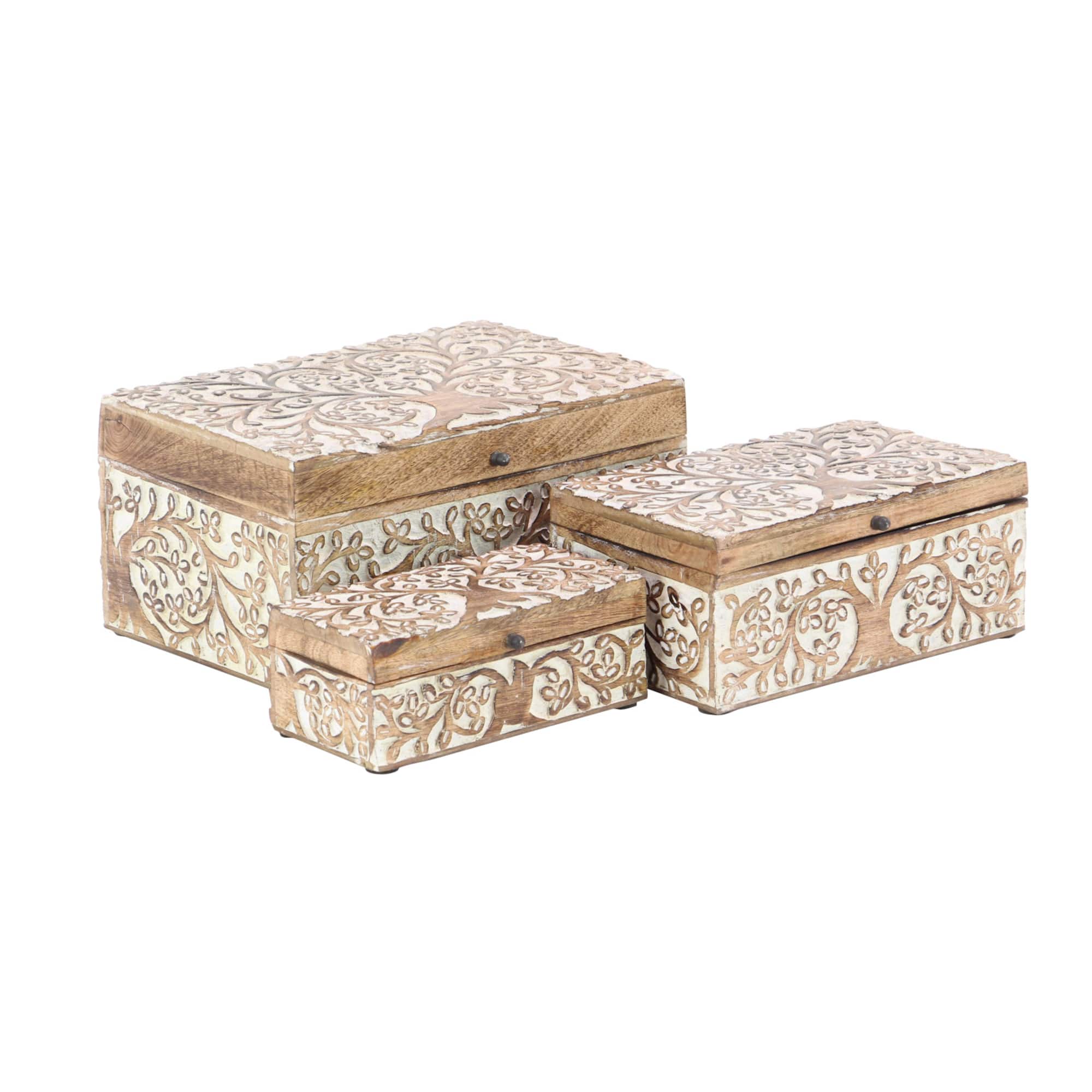 Natural Wooden Botanical Decorative Box Set